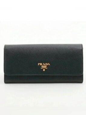 Prada Black Saffiano Leather Chain Wallet on Chain
